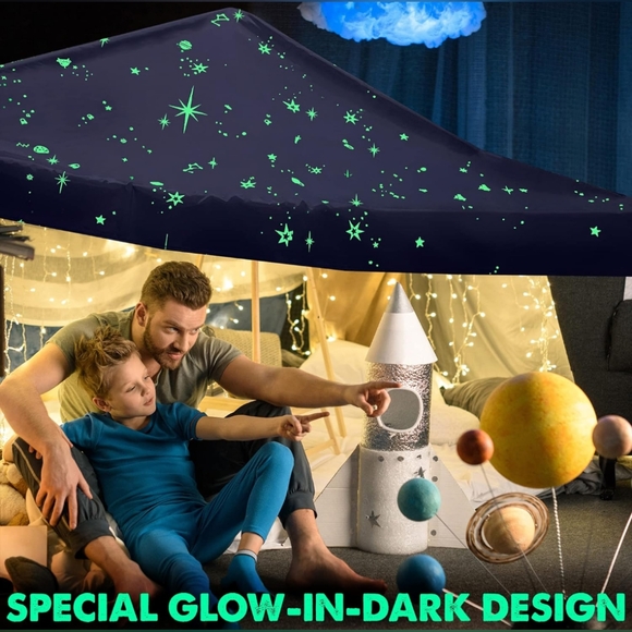 Tiny Land Glow In The Dark Space Fort Tent 9.4" X 12.6" - Picture 2 of 9